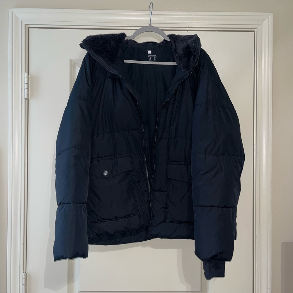 All in Motion Black Jacket with Faux Fur Trim